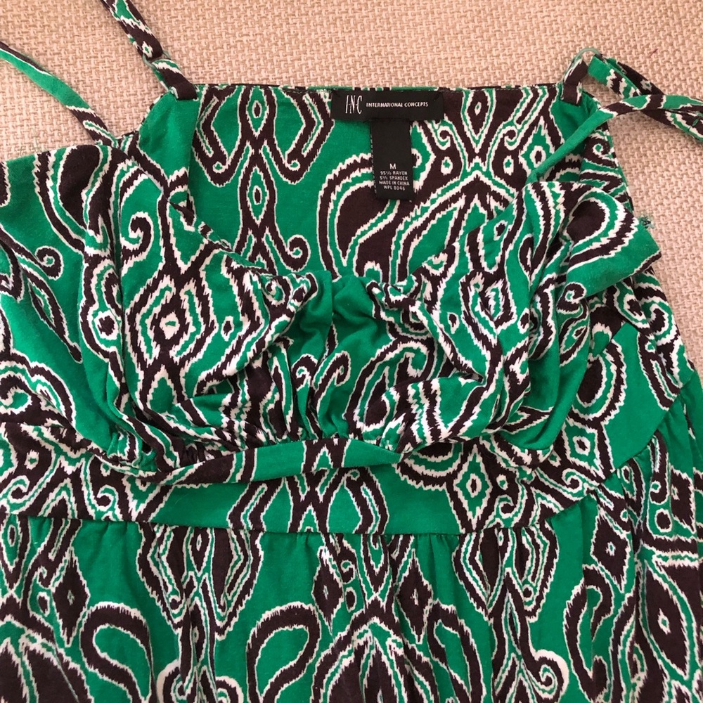 INC Green and Black Patterned Dress